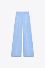 شلوار لینن زنانه زارا LINEN BLEND WIDE-LEG TROUSERS