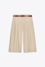 شلوارک برمودا بلند زنانه زارا BELTED LINEN BLEND LONG BERMUDA SHORTS