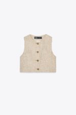 جلیقه زنانه زارا TEXTURED CROPPED WAISTCOAT
