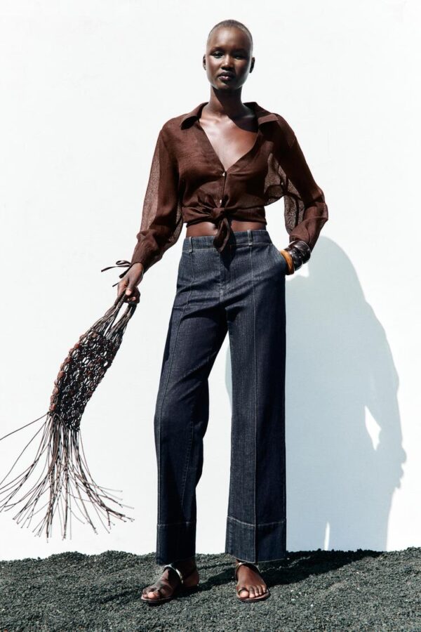 شلوار زنانه زارا bootcut pintuck trousers