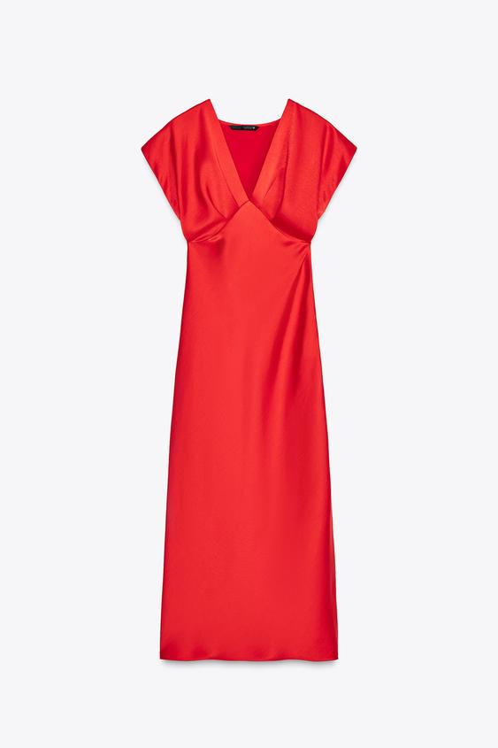لباس میدی زنانه زارا SATIN MIDI DRESS