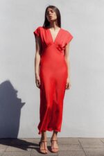لباس میدی زنانه زارا SATIN MIDI DRESS