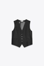 جلیقه زنانه زارا LINEN BLEND TAILORED WAISTCOAT