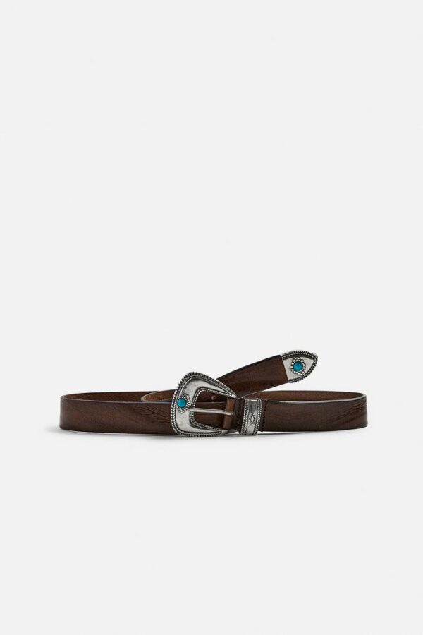کمربند مردانه زارا VINTAGE-EFFECT LEATHER BELT