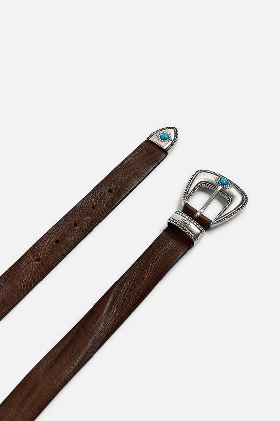 کمربند مردانه زارا VINTAGE-EFFECT LEATHER BELT