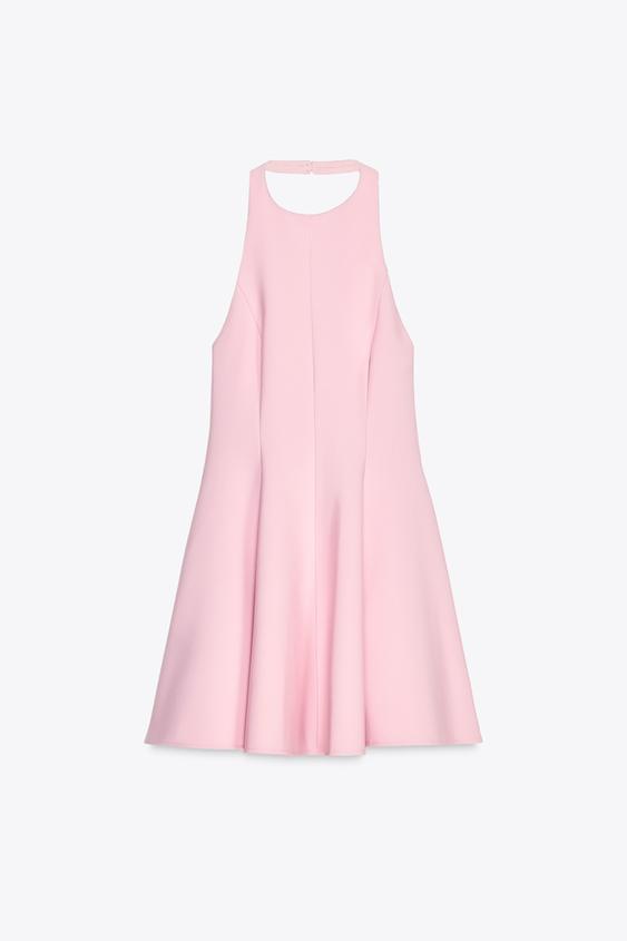 لباس کوتاه زنانه زارا SHORT HALTER GODET DRESS