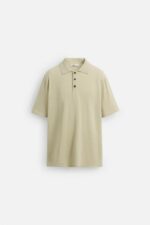 تیشرت مردانه زارا KNITTED LINEN BLEND POLO SHIRT