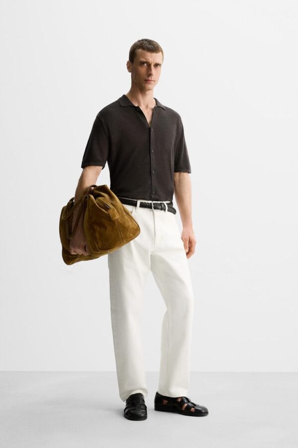 پیراهن لینن مردانه زارا 100% linen knitted shirt - limited edition