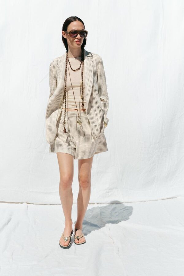 کت زنانه زارا faux suede cut-out blazer