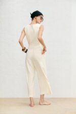 سرهمی زنانه زارا LINEN BLEND WAISTCOAT JUMPSUIT