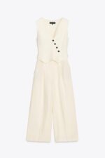 سرهمی زنانه زارا LINEN BLEND WAISTCOAT JUMPSUIT