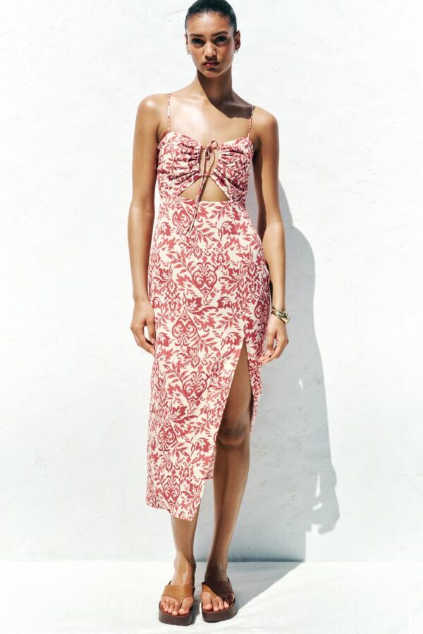 لباس میدی زنانه زارا printed rustic midi dress