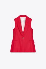 جلیقه زنانه زارا LONG LINEN BLEND WAISTCOAT