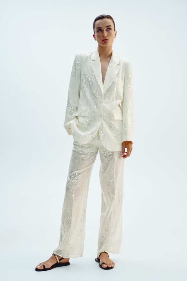 کت مجلسی زنانه زارا long sequin blazer