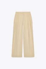 شلوار زنانه زارا LINEN BLEND WIDE-LEG TROUSERS WITH DARTS