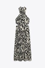 لباس بلند زنانه زارا HALTER MIDI DRESS WITH LINEN BLEND
