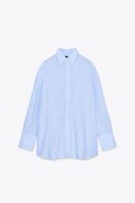 پیراهن زنانه زارا OVERSIZE STRIPED SHIRT WITH BACK VENTS AND TIES