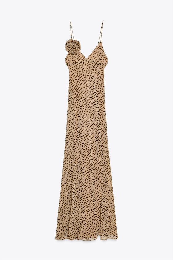 لباس بلند زنانه زارا FLORAL POLKA DOT MAXI DRESS