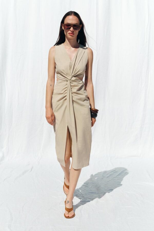 لباس میدی زنانه زارا midi cut-out knot dress
