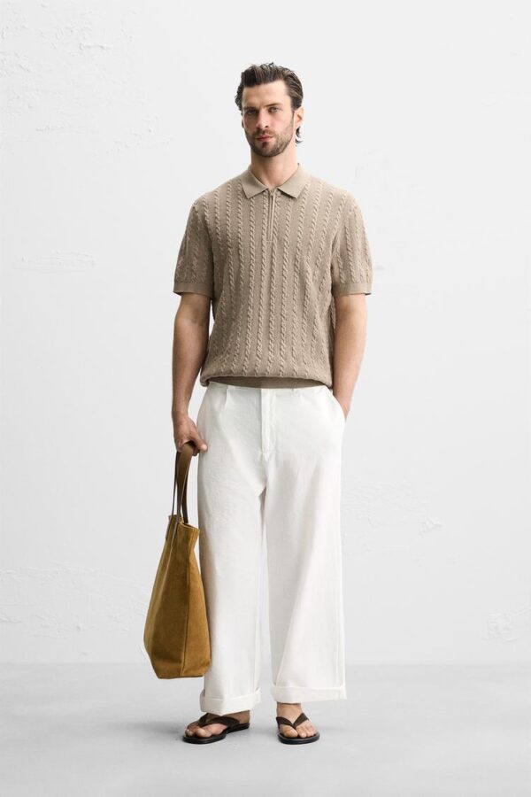 پولوشرت مردانه زارا cable knit polo shirt