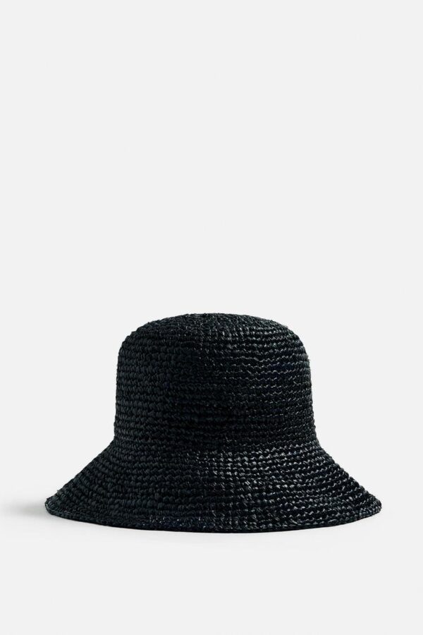 کلاه سطلی مردانه زارا raffia bucket hat