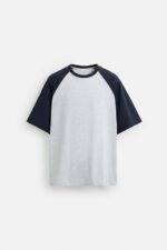 تیشرت مردانه زارا T-SHIRT WITH CONTRAST SLEEVES