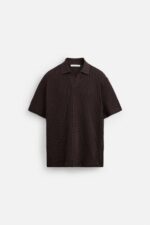 تیشرت مردانه زارا GRID TEXTURED POLO SHIRT