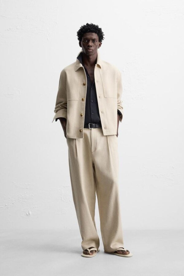 اورشرت مردانه زارا linen/cotton overshirt