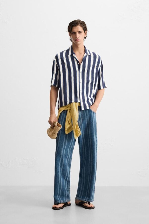 پیراهن مردانه زارا striped viscose shirt