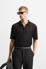 پولوشرت مردانه زارا OPENWORK KNIT POLO SHIRT