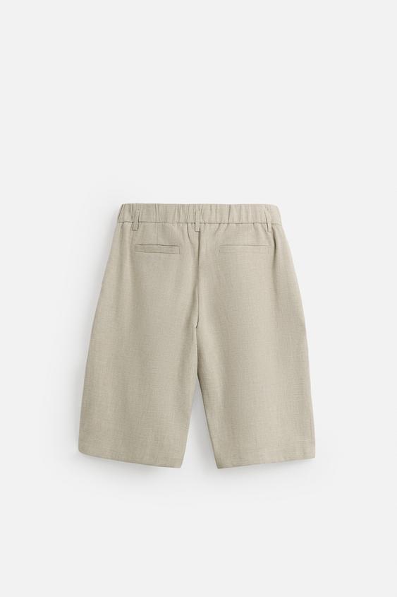 شلوارک برمودای مردانه زارا pleated wide-leg bermuda shorts