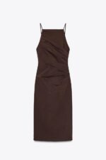 لباس میدی زنانه زارا ZW COLLECTION DRAPED MIDI DRESS