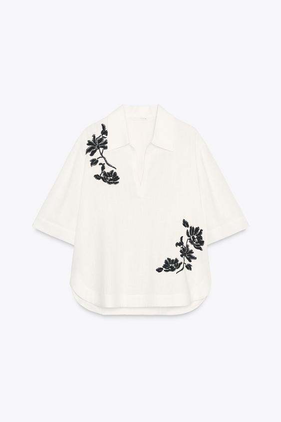 پیراهن زنانه زارا ZW COLLECTION EMBROIDERED SHIRT