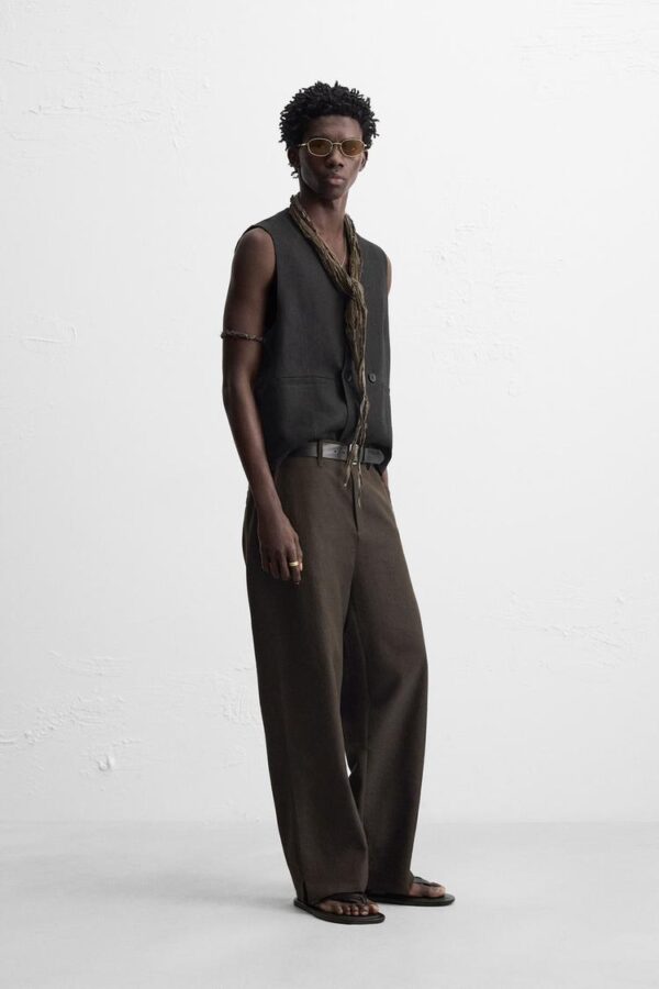 شلوار مردانه زارا relaxed fit trousers with vents