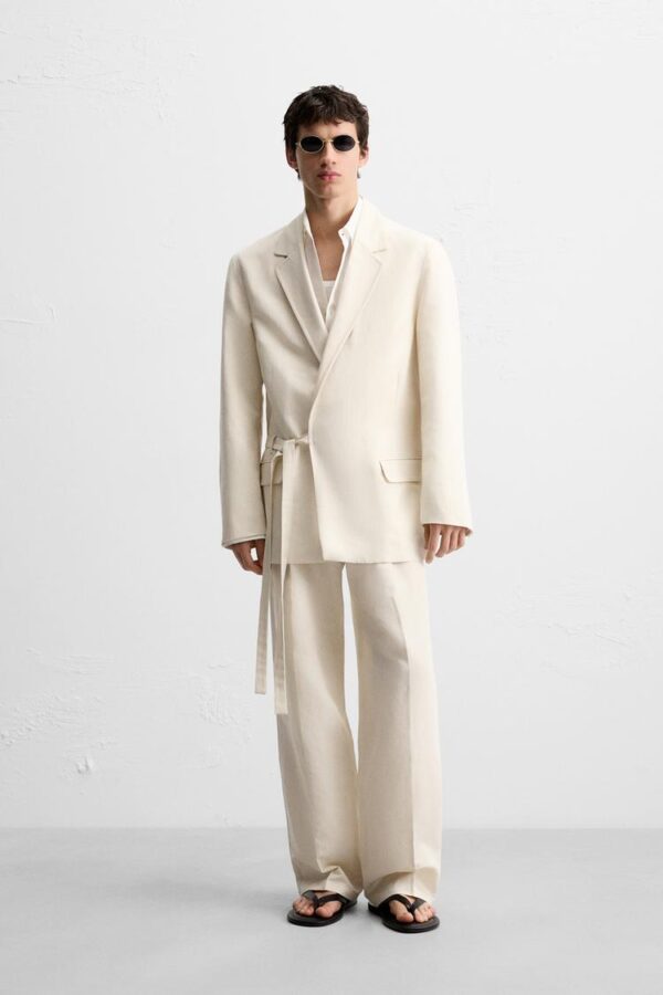 شلوار مردانه زارا pleated suit trousers