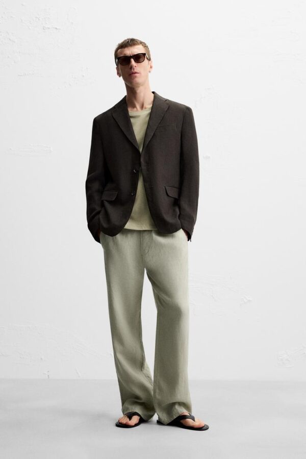 کت لینن مردانه زارا 100% linen blazer