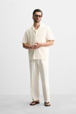 شلوار مردانه زارا TEXTURED REGULAR FIT TROUSERS