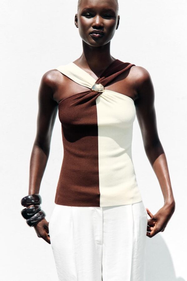تاپ زنانه زارا halter knit top