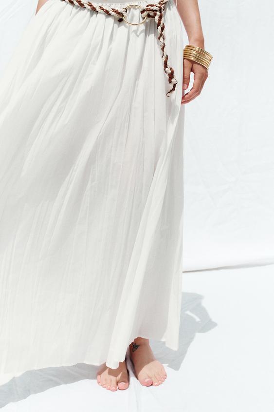 دامن زنانه زارا braided belt midi skirt