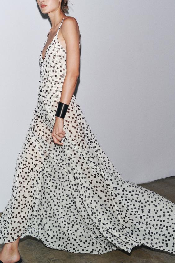 لباس بلند زنانه زارا POLKA DOT MAXI DRESS