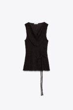 تاپ زنانه زارا TEXTURED BELTED TOP