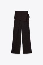 شلوار زنانه زارا TEXTURED SARONG TROUSERS WITH TIES