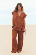 شلوار زنانه زارا PYJAMA-STYLE TROUSERS