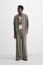 پیراهن ژاکارد مردانه زارا RELAXED FIT PERFORATED JACQUARD SHIRT