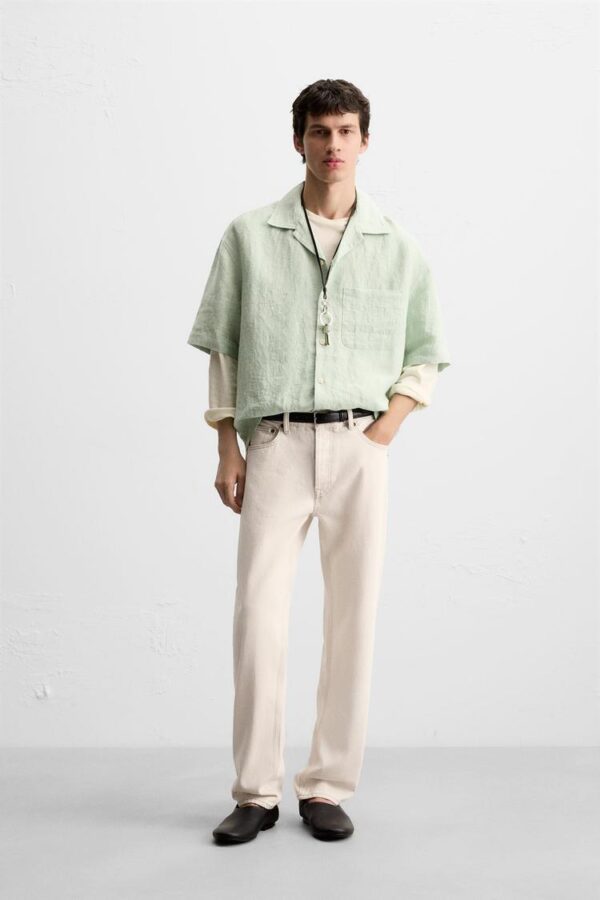پیراهن لینن مردانه زارا 100% linen shirt