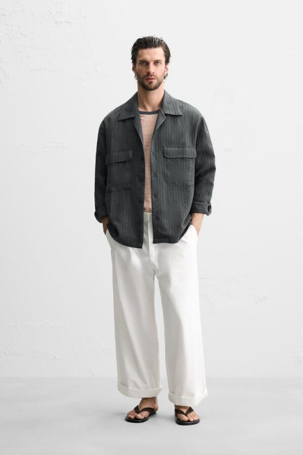 پیراهن مردانه زارا striped flowing shirt