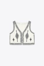 جلیقه زنانه زارا CONTRAST EMBROIDERY WAISTCOAT