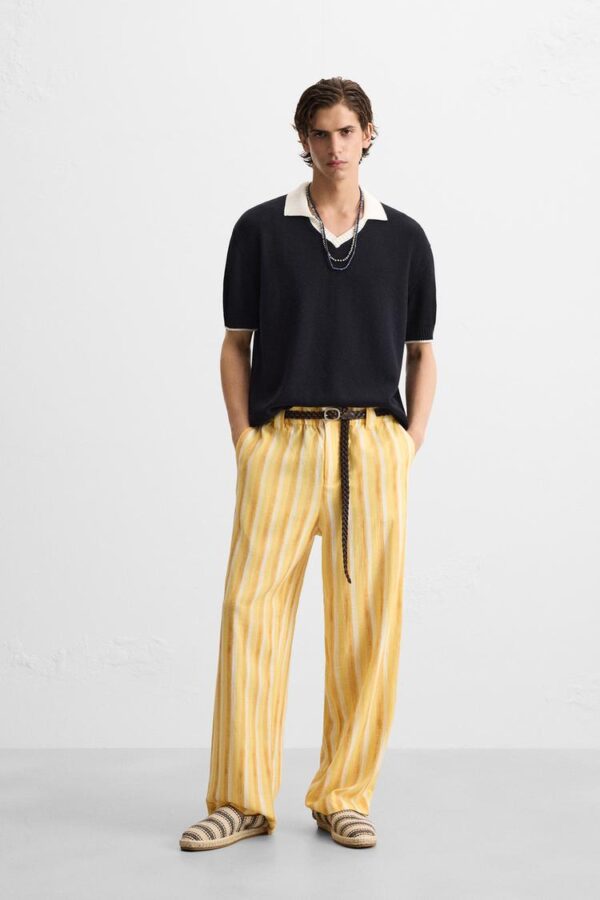 پولوشرت مردانه زارا contrast knit polo shirt