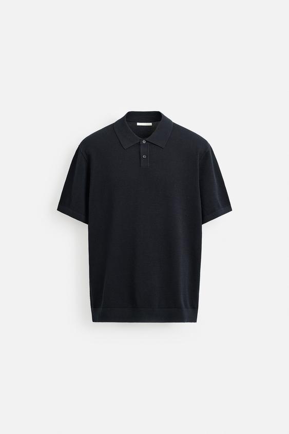 پولوشرت مردانه زارا TEXTURED PIQUÉ KNIT POLO SHIRT