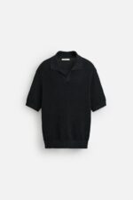 پولوشرت مردانه زارا OPEN KNIT TEXTURED POLO SHIRT